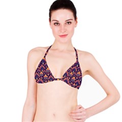 Floral Abstract Purple Pattern Bikini Top