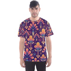 Floral Abstract Purple Pattern Men s Sports Mesh Tee