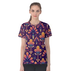 Floral Abstract Purple Pattern Women s Cotton Tee