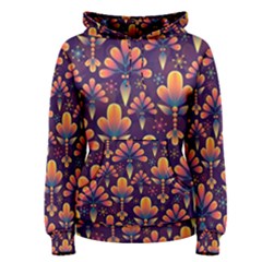 Floral Abstract Purple Pattern Women s Pullover Hoodie