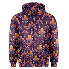 Floral Abstract Purple Pattern Men s Zipper Hoodie