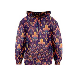 Floral Abstract Purple Pattern Kids  Zipper Hoodie