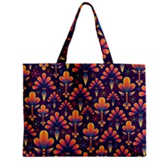 Floral Abstract Purple Pattern Zipper Mini Tote Bag