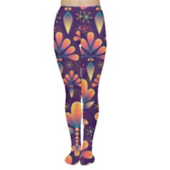 Floral Abstract Purple Pattern Women s Tights