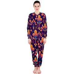 Floral Abstract Purple Pattern OnePiece Jumpsuit (Ladies) 