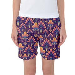 Floral Abstract Purple Pattern Women s Basketball Shorts