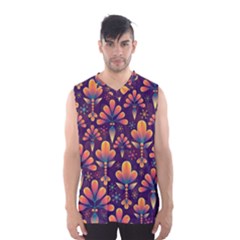 Floral Abstract Purple Pattern Men s Basketball Tank Top