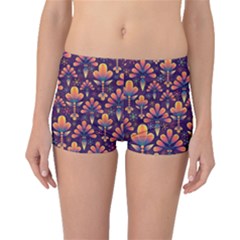 Floral Abstract Purple Pattern Boyleg Bikini Bottoms