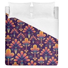 Floral Abstract Purple Pattern Duvet Cover (Queen Size)