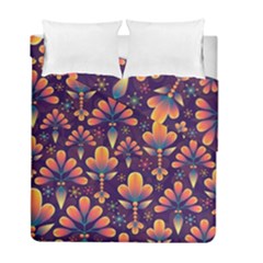Floral Abstract Purple Pattern Duvet Cover Double Side (Full/ Double Size)