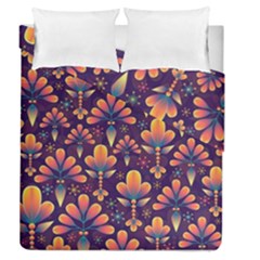 Floral Abstract Purple Pattern Duvet Cover Double Side (Queen Size)