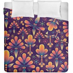 Floral Abstract Purple Pattern Duvet Cover Double Side (King Size)