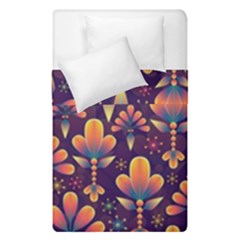 Floral Abstract Purple Pattern Duvet Cover Double Side (single Size) by paulaoliveiradesign