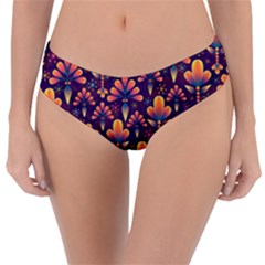 Floral Abstract Purple Pattern Reversible Classic Bikini Bottoms