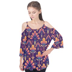 Floral Abstract Purple Pattern Flutter Tees