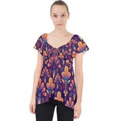 Floral Abstract Purple Pattern Dolly Top