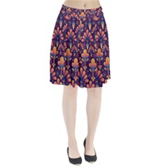 Floral Abstract Purple Pattern Pleated Skirt