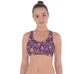 Floral Abstract Purple Pattern Cross String Back Sports Bra