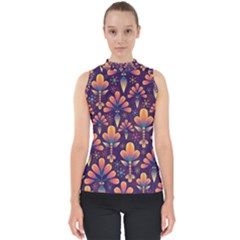 Floral Abstract Purple Pattern Shell Top