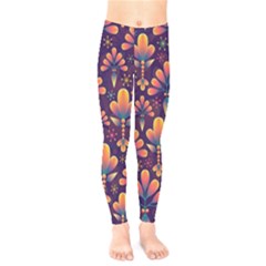 Floral Abstract Purple Pattern Kids  Legging