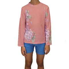 Flower Illustration Rose Floral Pattern Kids  Long Sleeve Swimwear by paulaoliveiradesign