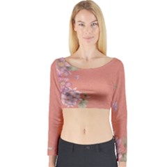 Flower Illustration Rose Floral Pattern Long Sleeve Crop Top by paulaoliveiradesign