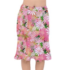 Pink Flowers Floral Pattern Mermaid Skirt by paulaoliveiradesign