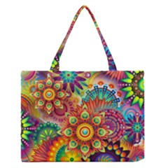 Colorful Abstract Pattern Kaleidoscope Zipper Medium Tote Bag