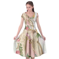Vintage Floral Illustration Cap Sleeve Wrap Front Dress by paulaoliveiradesign