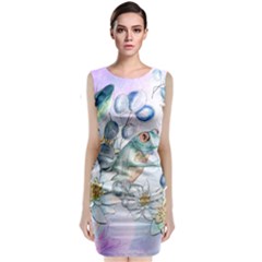 Funny, Cute Frog With Waterlily And Leaves Classic Sleeveless Midi Dress by FantasyWorld7