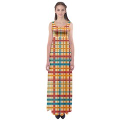 Plaid Pattern Empire Waist Maxi Dress by linceazul