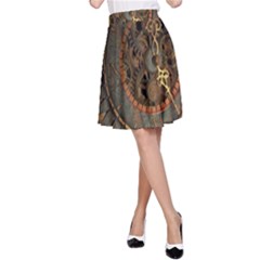 Steampunk, Awesoeme Clock, Rusty Metal A-line Skirt by FantasyWorld7