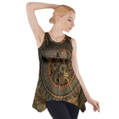 Steampunk, Awesoeme Clock, Rusty Metal Side Drop Tank Tunic by FantasyWorld7