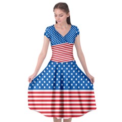 Usa Flag Cap Sleeve Wrap Front Dress by stockimagefolio1