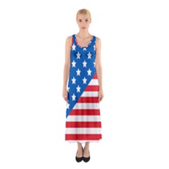 Usa Flag Sleeveless Maxi Dress