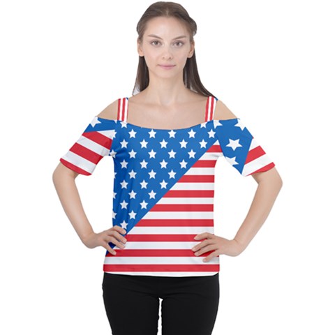 Usa Flag Cutout Shoulder Tee by stockimagefolio1