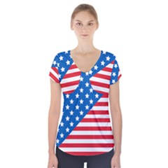 Usa Flag Short Sleeve Front Detail Top by stockimagefolio1