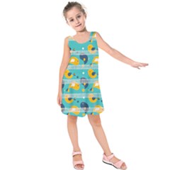 Turquoise Birds Kids  Sleeveless Dress by PattyVilleDesigns