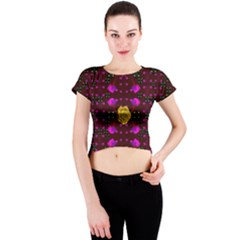 Roses In The Air For Happy Feelings Crew Neck Crop Top