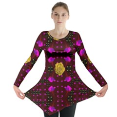 Roses In The Air For Happy Feelings Long Sleeve Tunic  by pepitasart