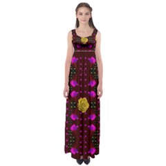 Roses In The Air For Happy Feelings Empire Waist Maxi Dress