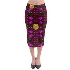 Roses In The Air For Happy Feelings Midi Pencil Skirt