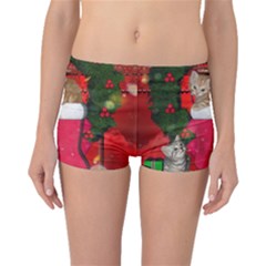 Christmas, Funny Kitten With Gifts Boyleg Bikini Bottoms