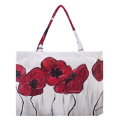 Main Street Poppies Hr Aceo Medium Tote Bag by artbyjacquie