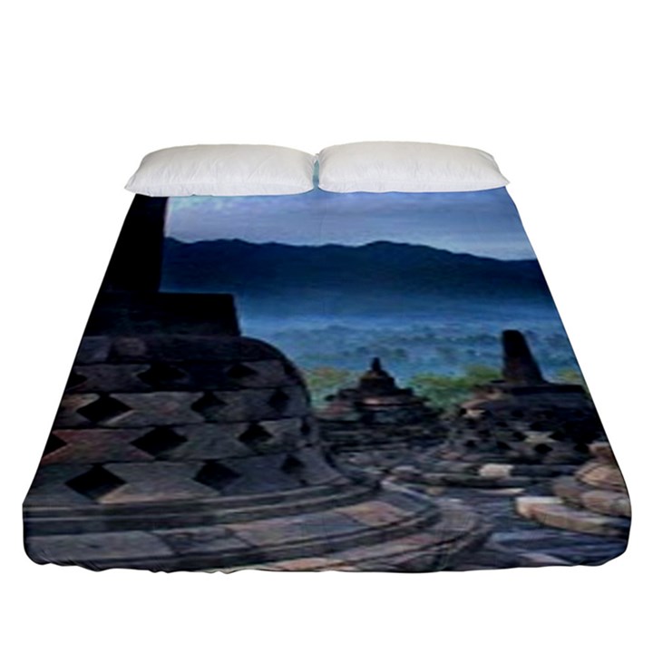 Borobudur Temple  Morning Serenade Fitted Sheet (King Size)