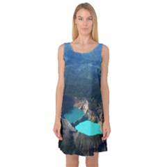 Kelimutu Crater Lakes  Indonesia Sleeveless Satin Nightdress by Nexatart