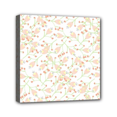 Small Floral Flowers Pattern  Mini Canvas 6  X 6  by paulaoliveiradesign