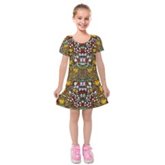 Fantasy Forest And Fantasy Plumeria In Peace Kids  Short Sleeve Velvet Dress by pepitasart