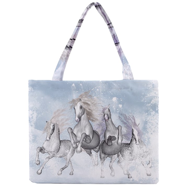 Awesome Running Horses In The Snow Mini Tote Bag