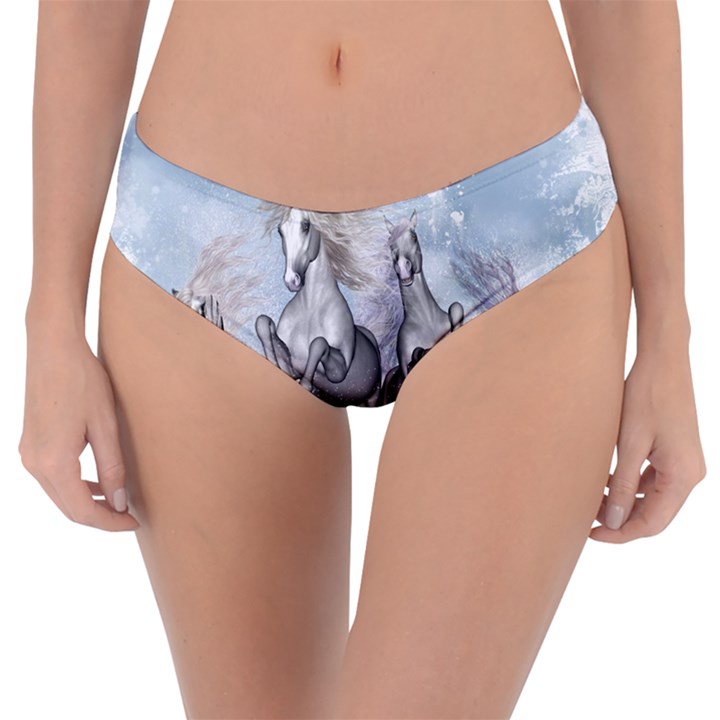 Awesome Running Horses In The Snow Reversible Classic Bikini Bottoms